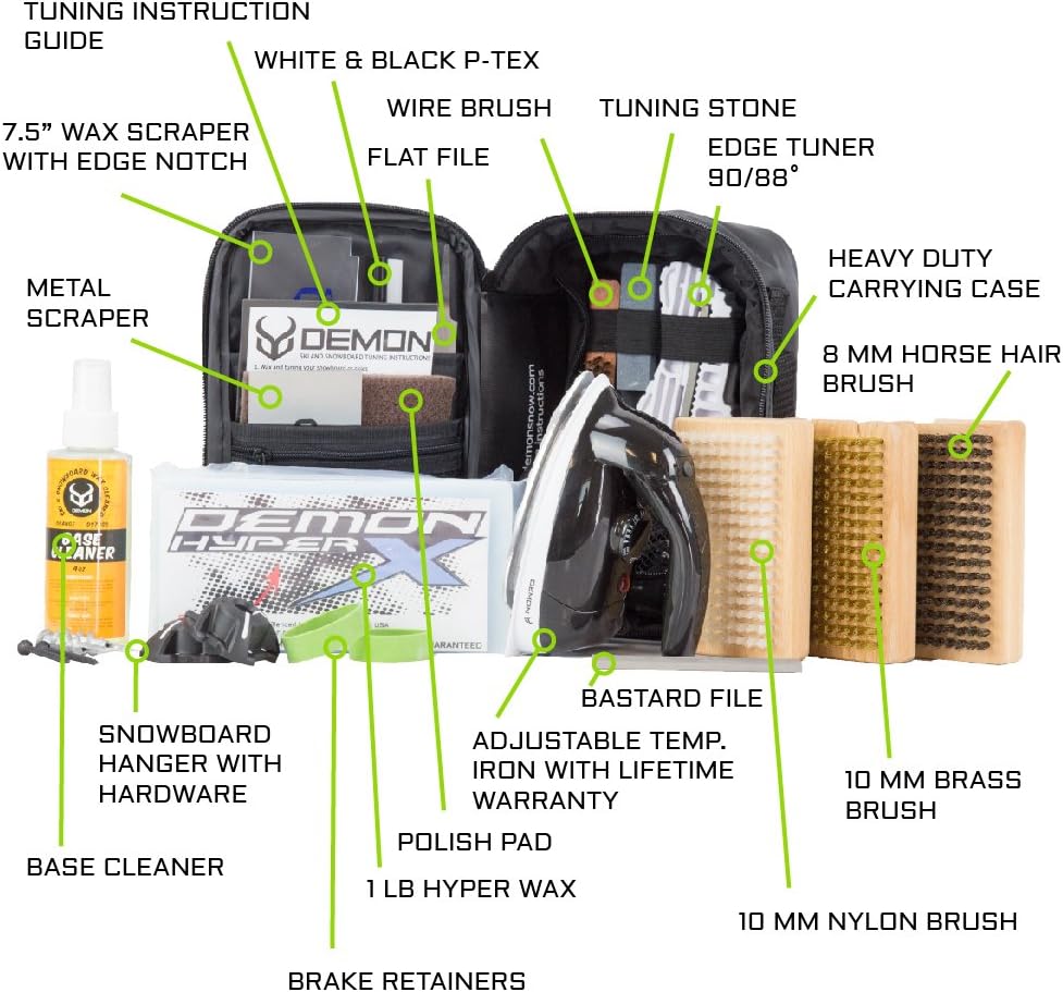 Ski & Snowboard Tuning Kit with Iron, 1lb Wax Block, Base Cleaner & Wall Mount Hanger L462