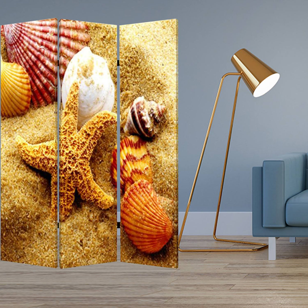 Multi-Color Wood Canvas Screen K1706