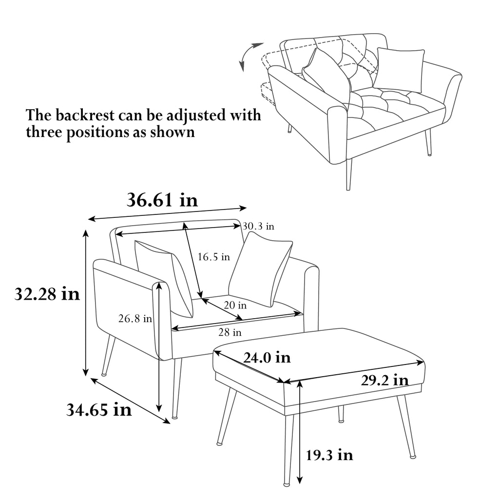 Velvet Accent Chair with Ottoman E1528