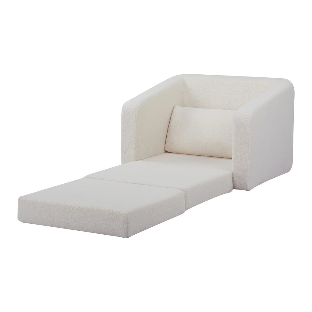 Ivory Polyester Sherpa Convertible Chair S49766