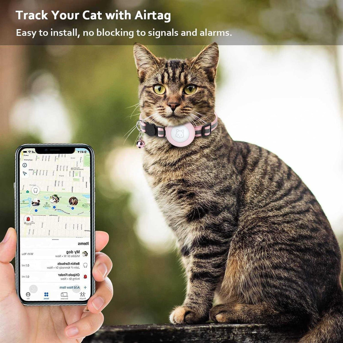 Breakaway Cat Collar with Air Tag Case A8781