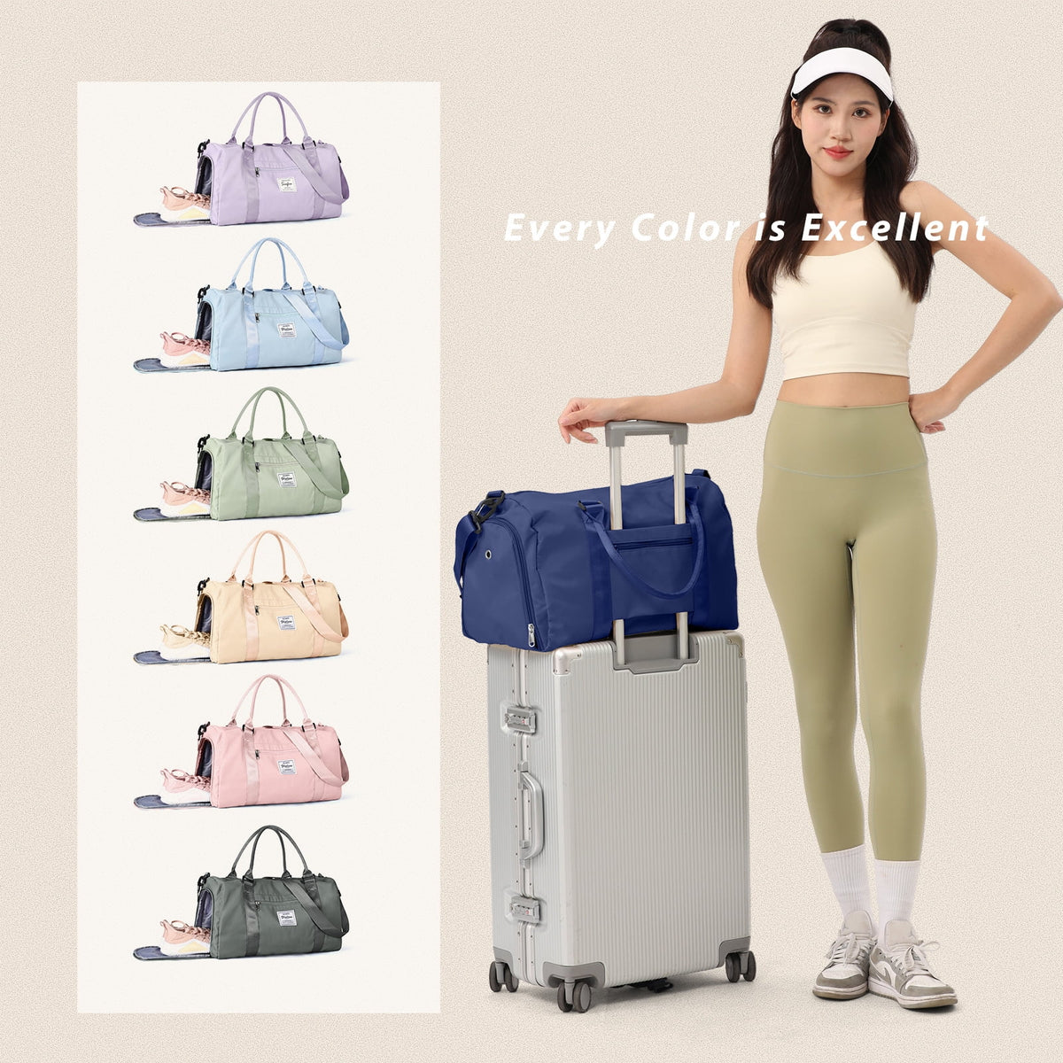 Waterproof Travel Duffel Bag with Shoes Compartment and Wet Pocket A479