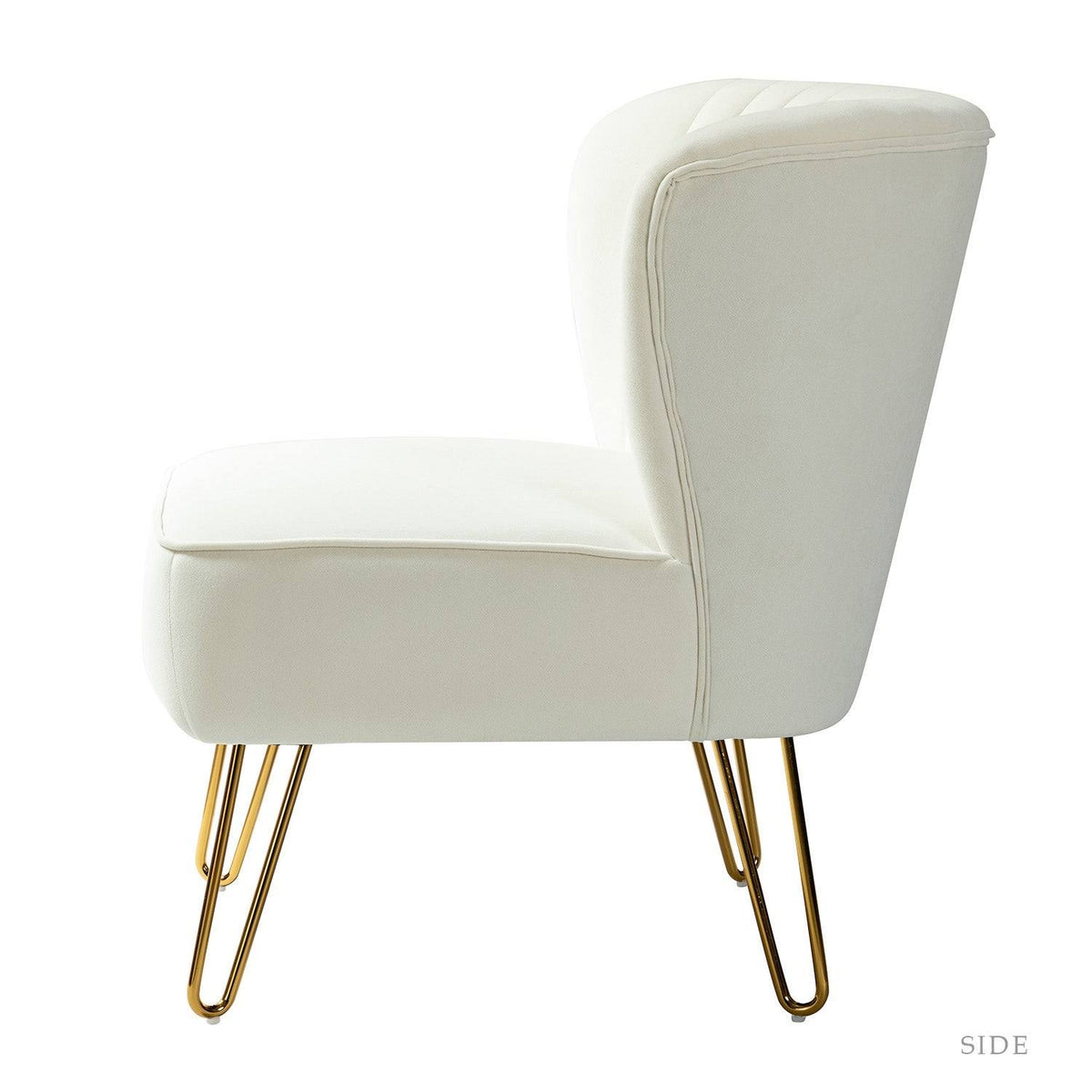 Tan Tufted Side Chair with Golden Base W373874