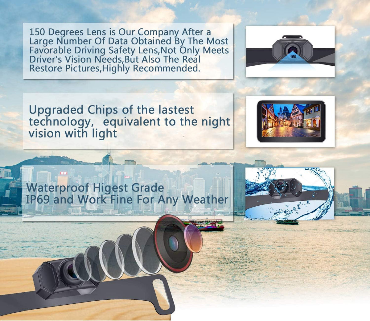 Wireless Backup Camera Kit with 7 Inch Monitor W3841