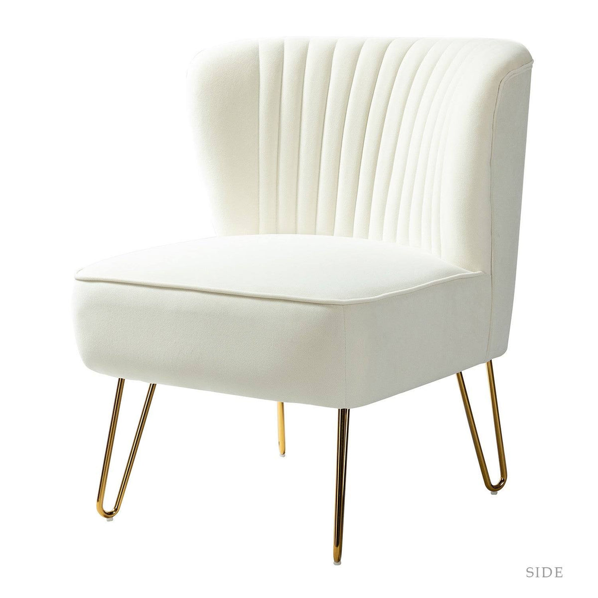 Tan Tufted Side Chair with Golden Base W373874