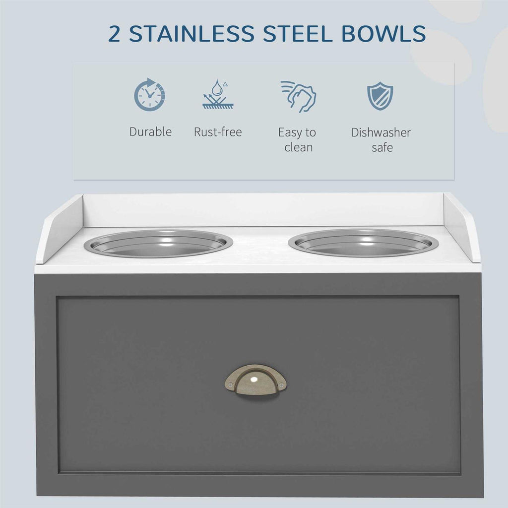 Large Elevated Dog Bowls with Storage Drawer A728