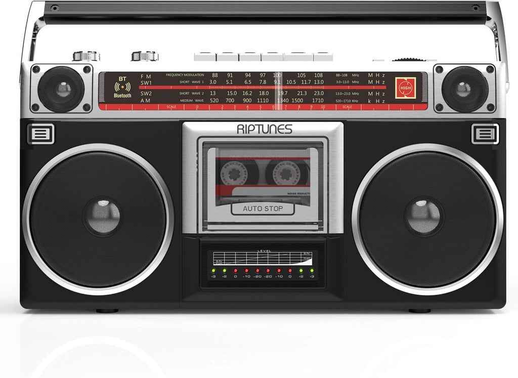 Black Retro Boombox Radio Cassette Player Recorder, Pack of 2 F813292