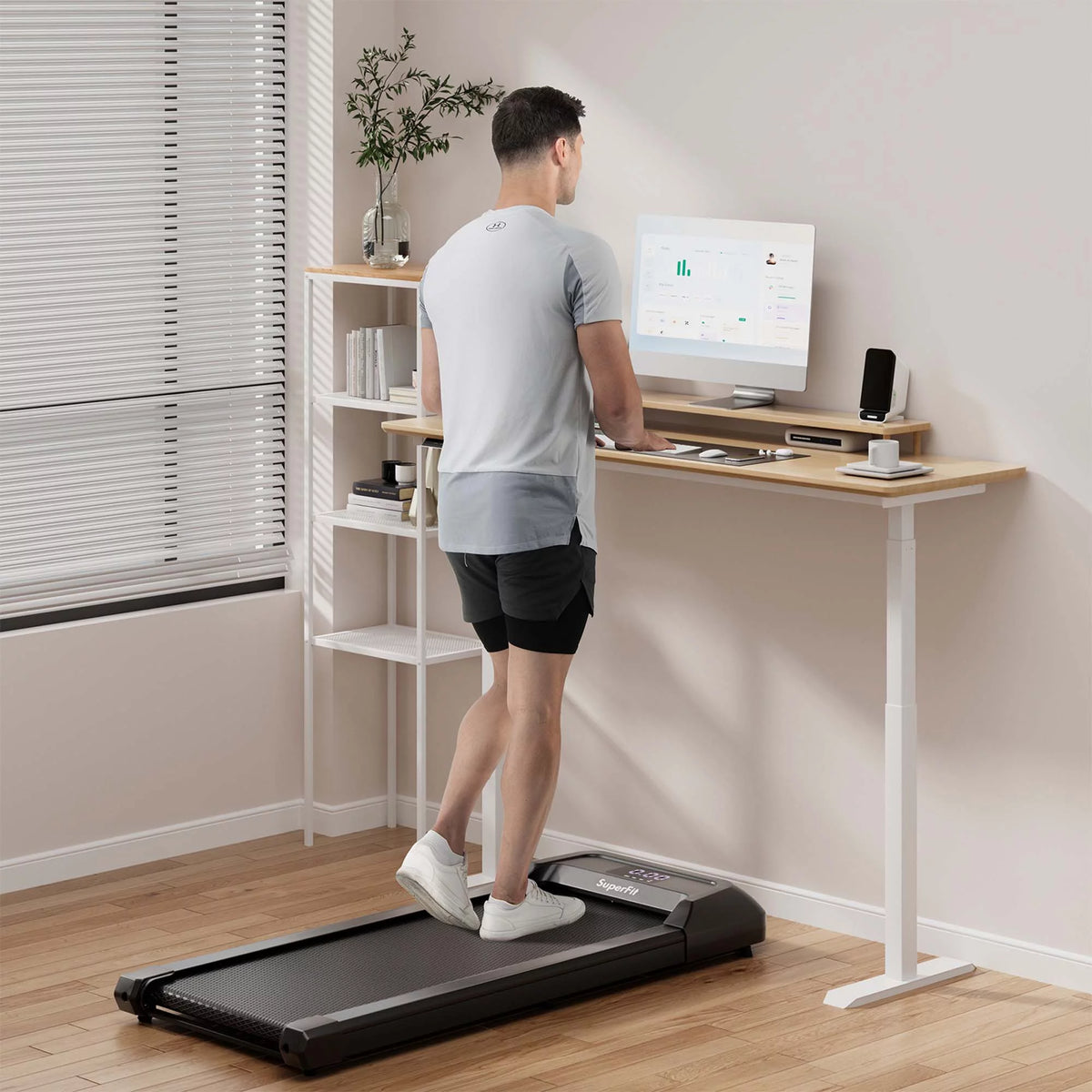 0.6-3.8MPH Walking Pad Under Desk Treadmill Black V6140
