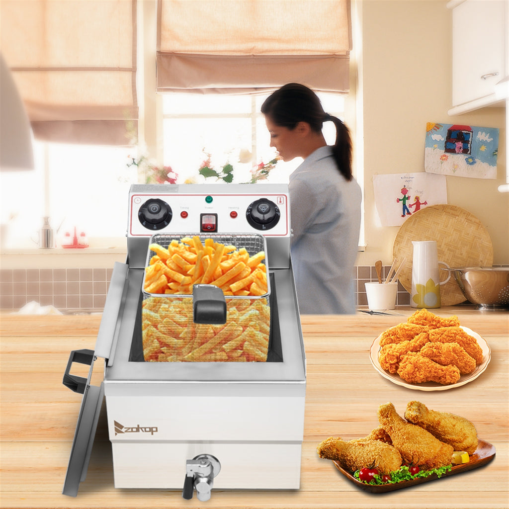8.5QT Stainless Steel Single Tank Deep Fryer 1700W A89045