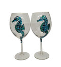 Blue Green Hand Painted Wine Glasses Set Of 2 Q390