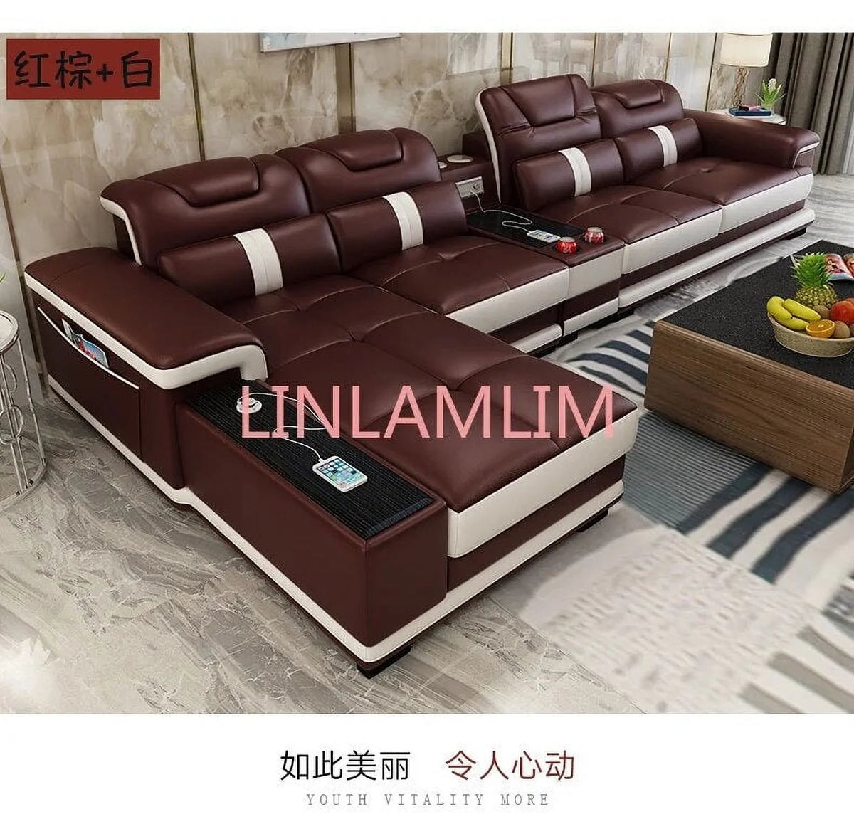 Genuine Leather Recliner Sofa Set H872