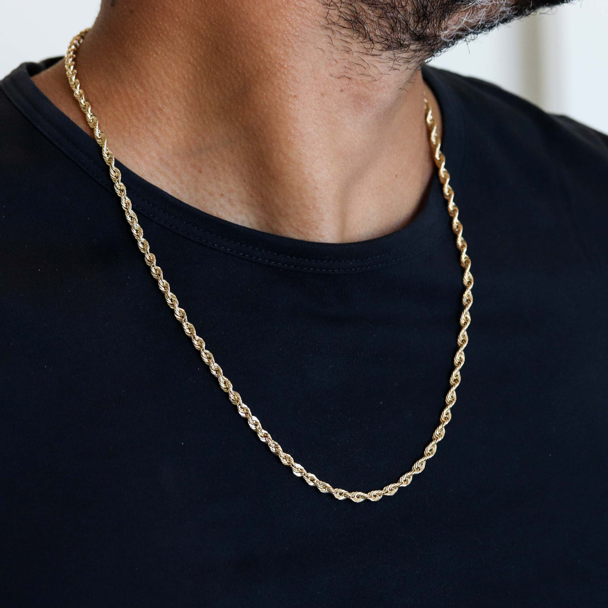 14K Solid Gold Rope Chain Necklace 4mm 16" - 24" B395663