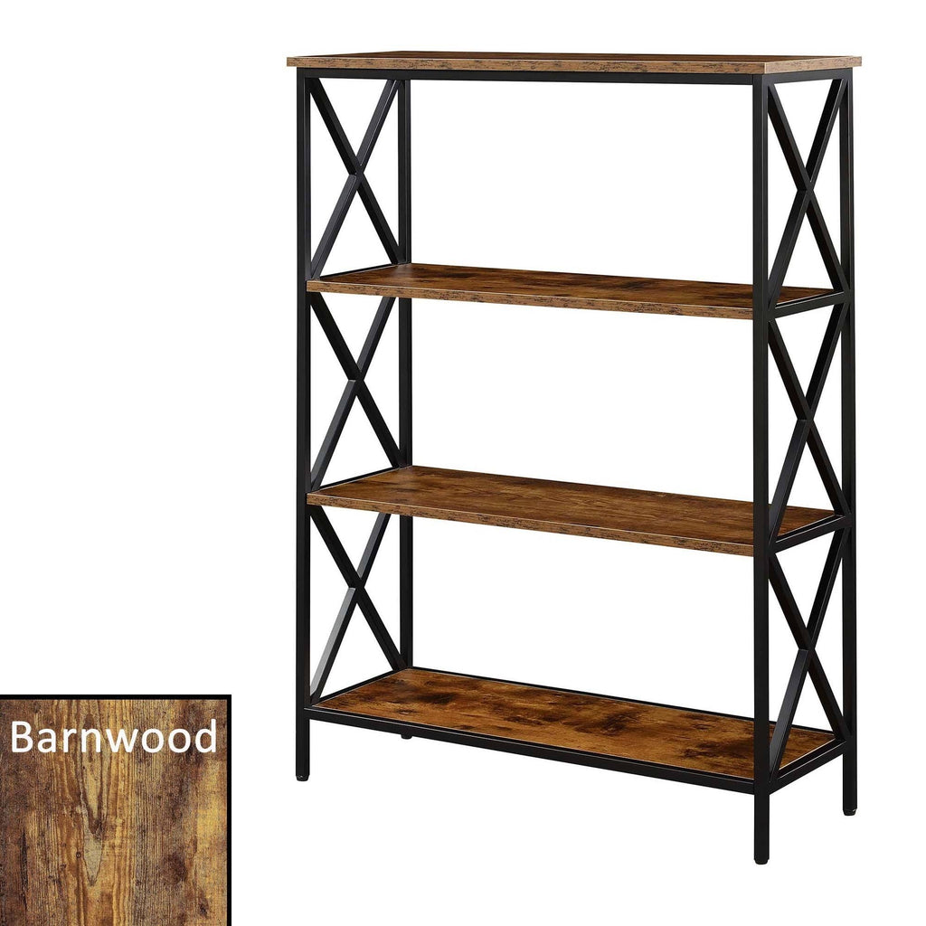 Metal and Wood 4-Shelf Bookcase J118