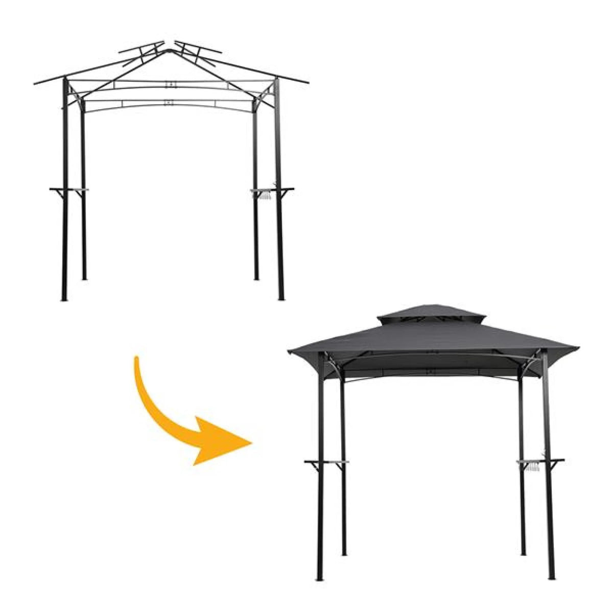Grey Outdoor Grill Gazebo with Steel Frame Z142