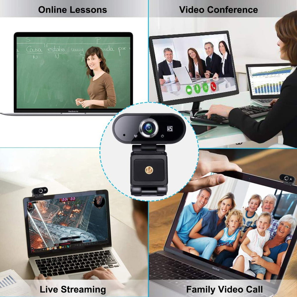 HD 1080P USB Webcam with Tripod and Privacy Cover, Pack of 2 A6355