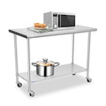 Stainless Steel Prep & Work Table with Caster Backsplash and Adjustable Undershelf N101039