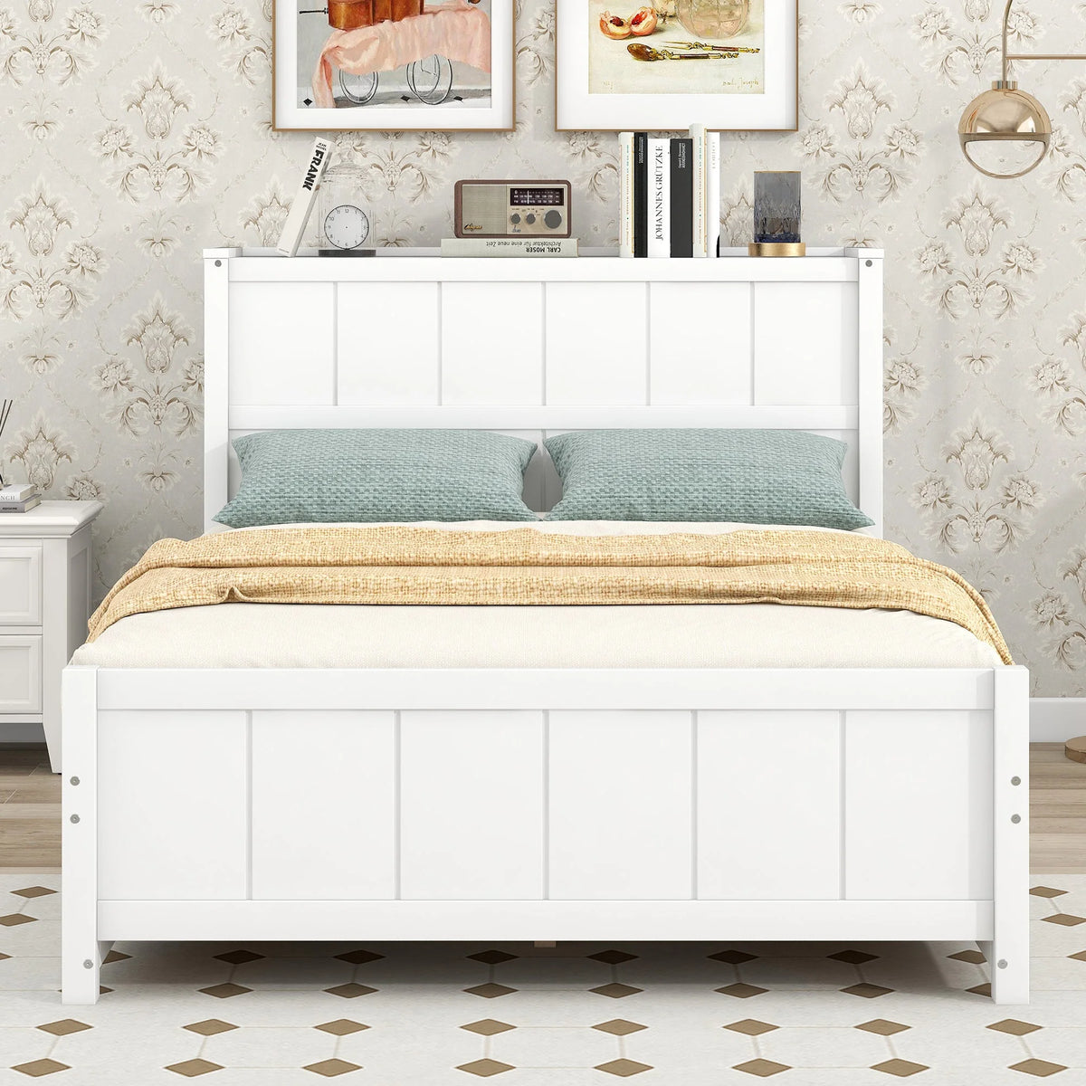 Full Size Platform Bed with Storage White W277464
