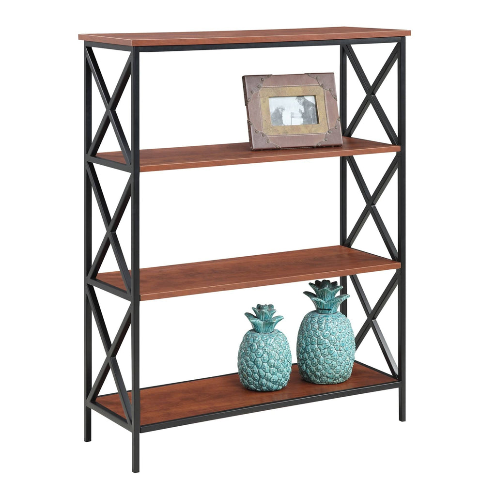 Metal and Wood 4-Shelf Bookcase J118