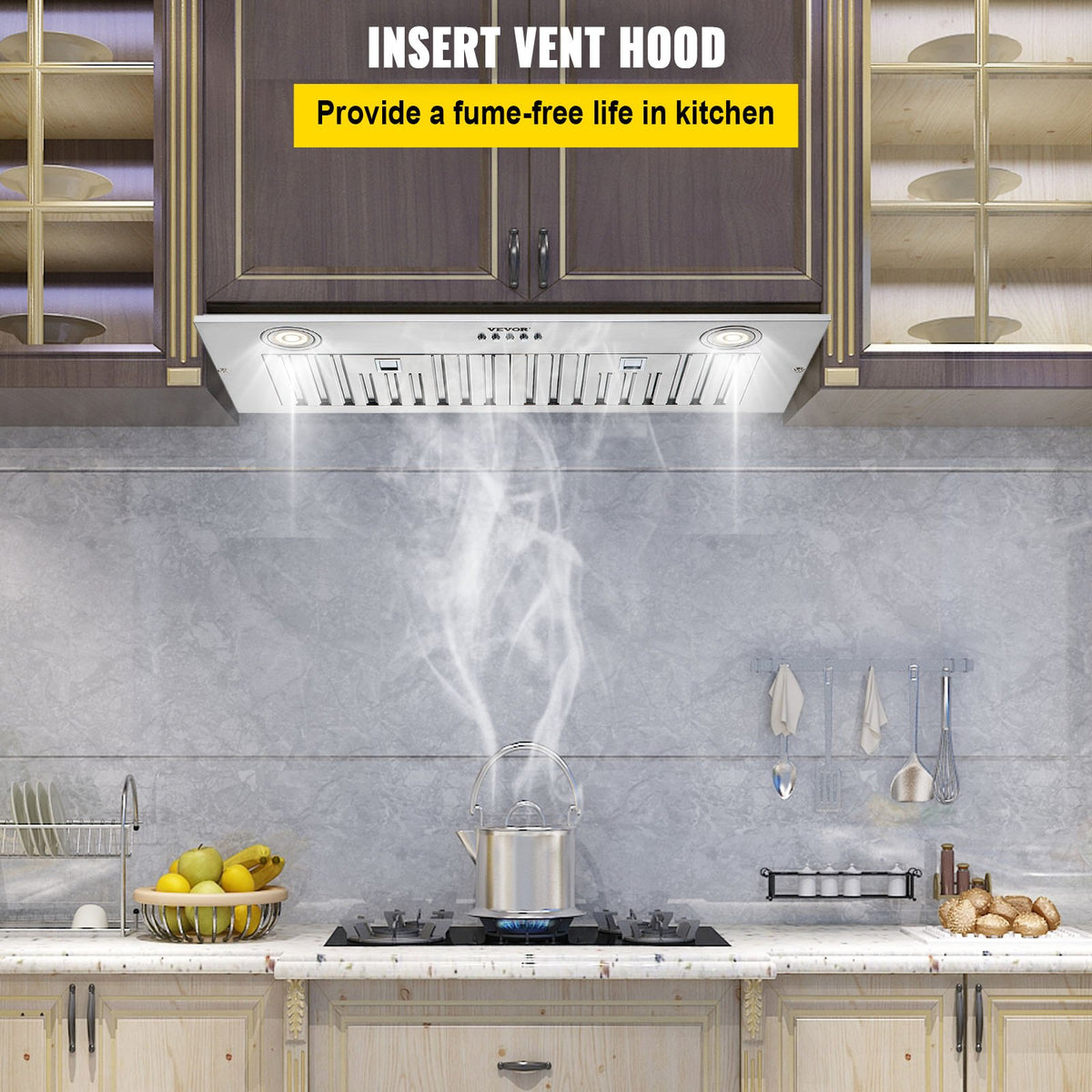 30 Inch Stainless Steel Built-in Range Hood with LED Lights and Baffle Filters A806105