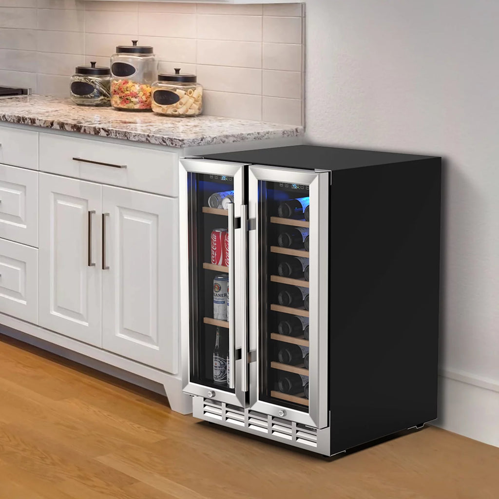 Beverage Refrigerator and Wine Cooler, Dual Zone 24 inch Built-in 20 Bottles 57 Cans H5671