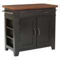 Black Kitchen Island with Vintage Oak Top G43191