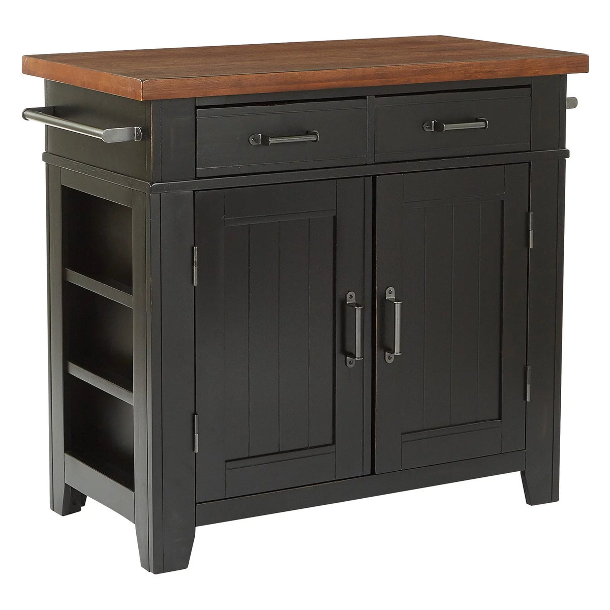 Black Kitchen Island with Vintage Oak Top G43191
