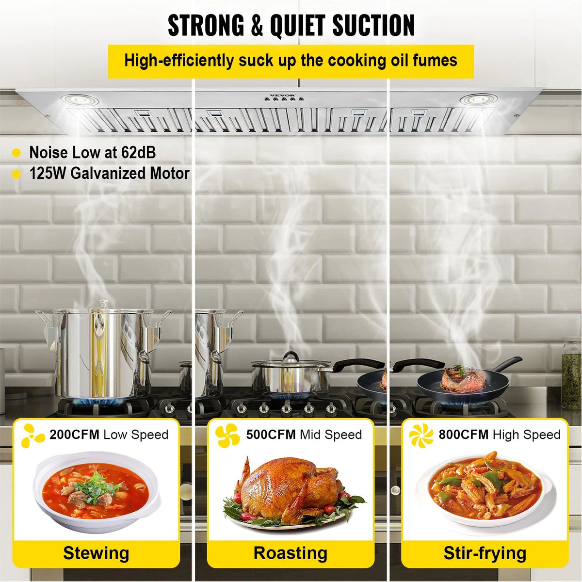 30 Inch Stainless Steel Built-in Range Hood with LED Lights and Baffle Filters A806105