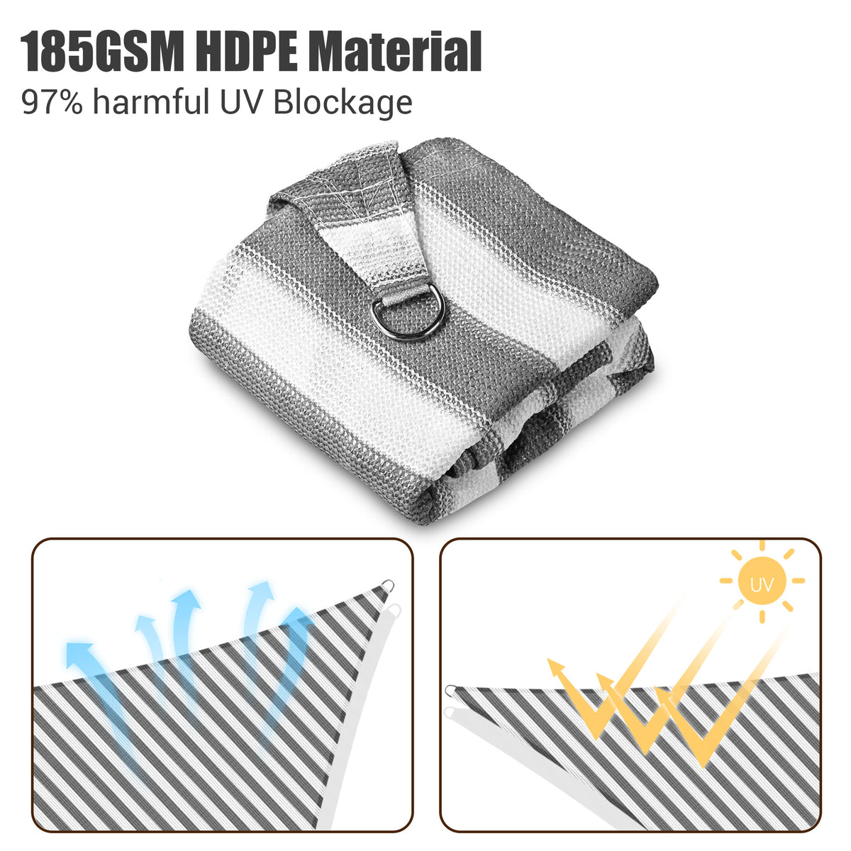 Gray+White Triangle Sun Shade Sail K940236