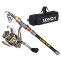 Telescopic Fishing Rod and Reel Combo Carbon Fiber Spinning Reel Tackle Bag Set B419