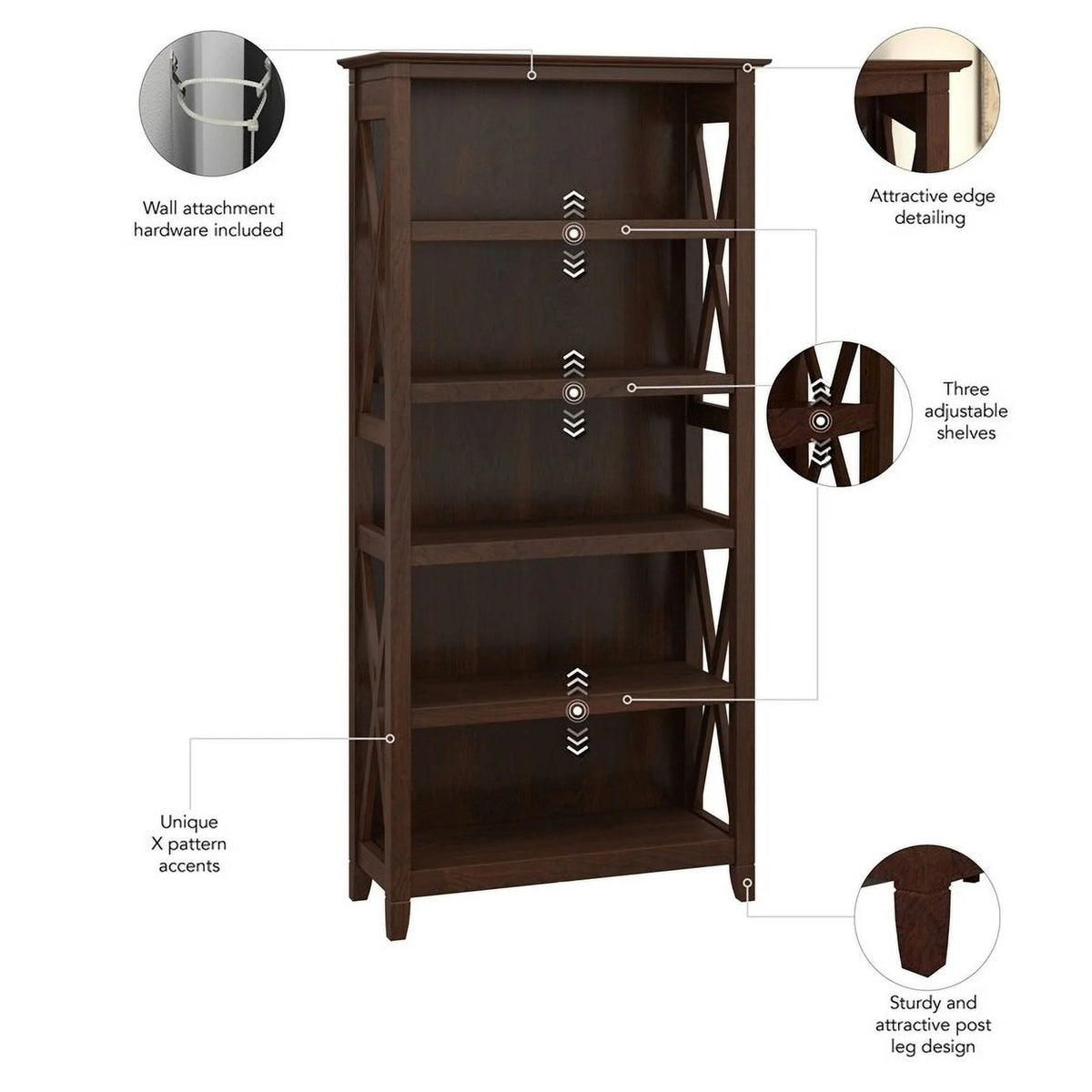 5 Shelves Engineered Wood Bookcase Set P39447