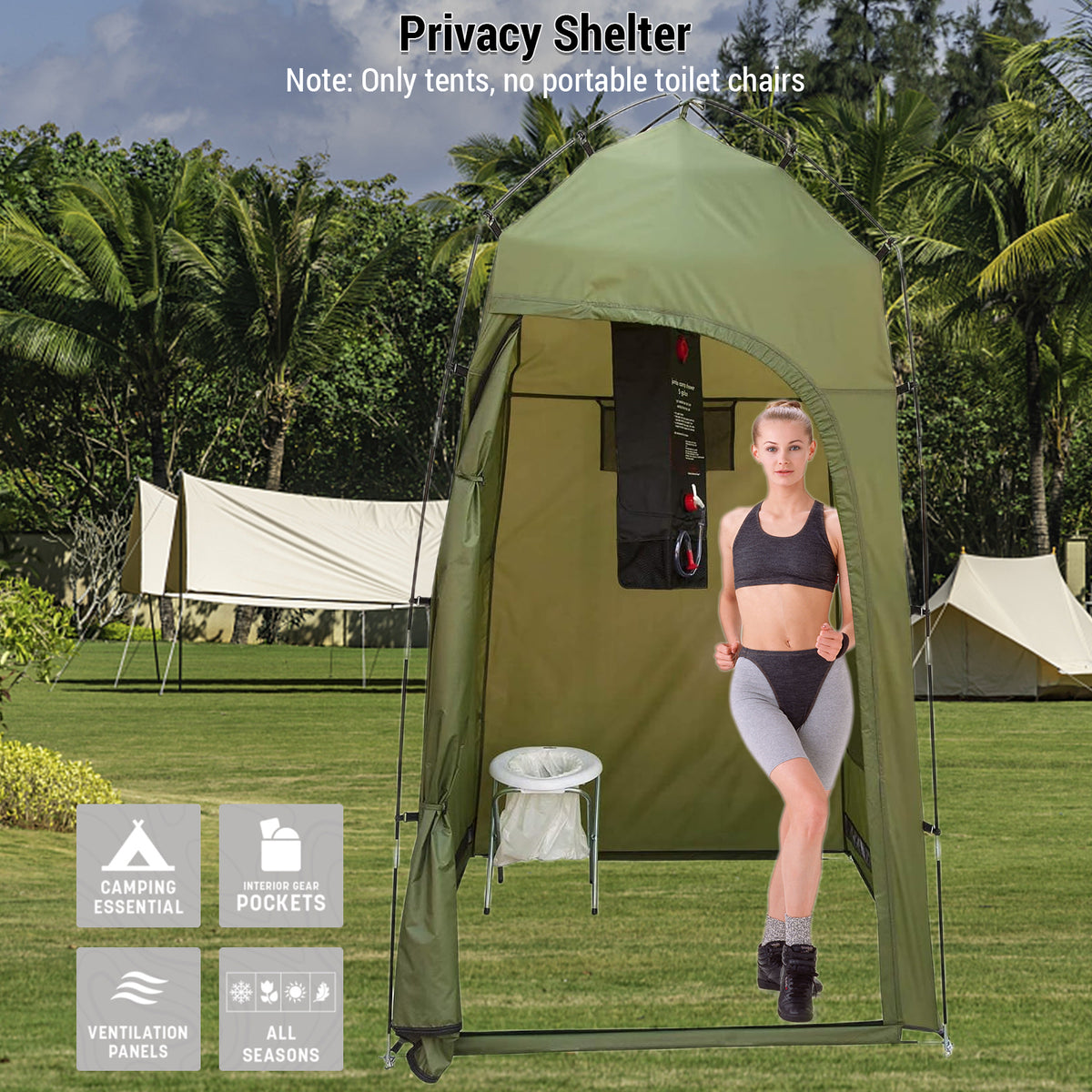 Camping Tent with Portable Toilet, Shower, Changing Room R1946