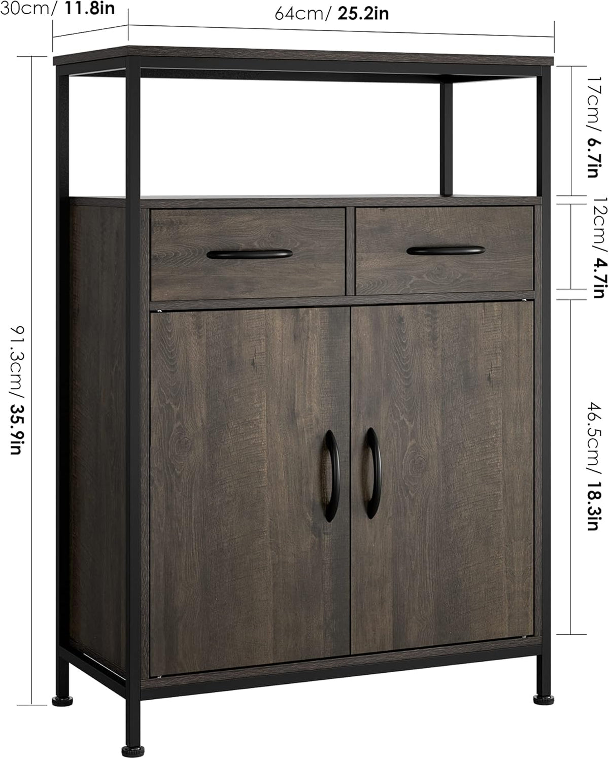 Industrial Storage Cabinet with Fabric Drawers and Shelves A787