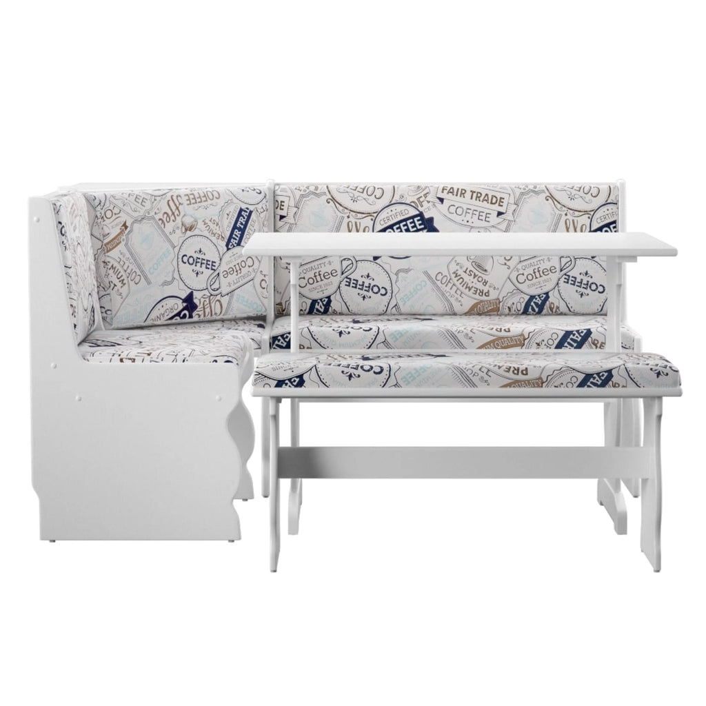 White Dining Nook with Table and Bench X598