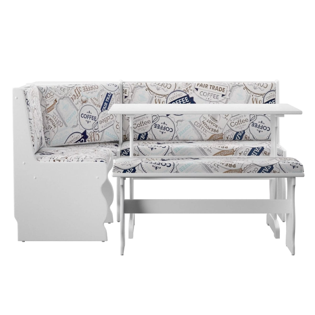 White Dining Nook with Table and Bench X598