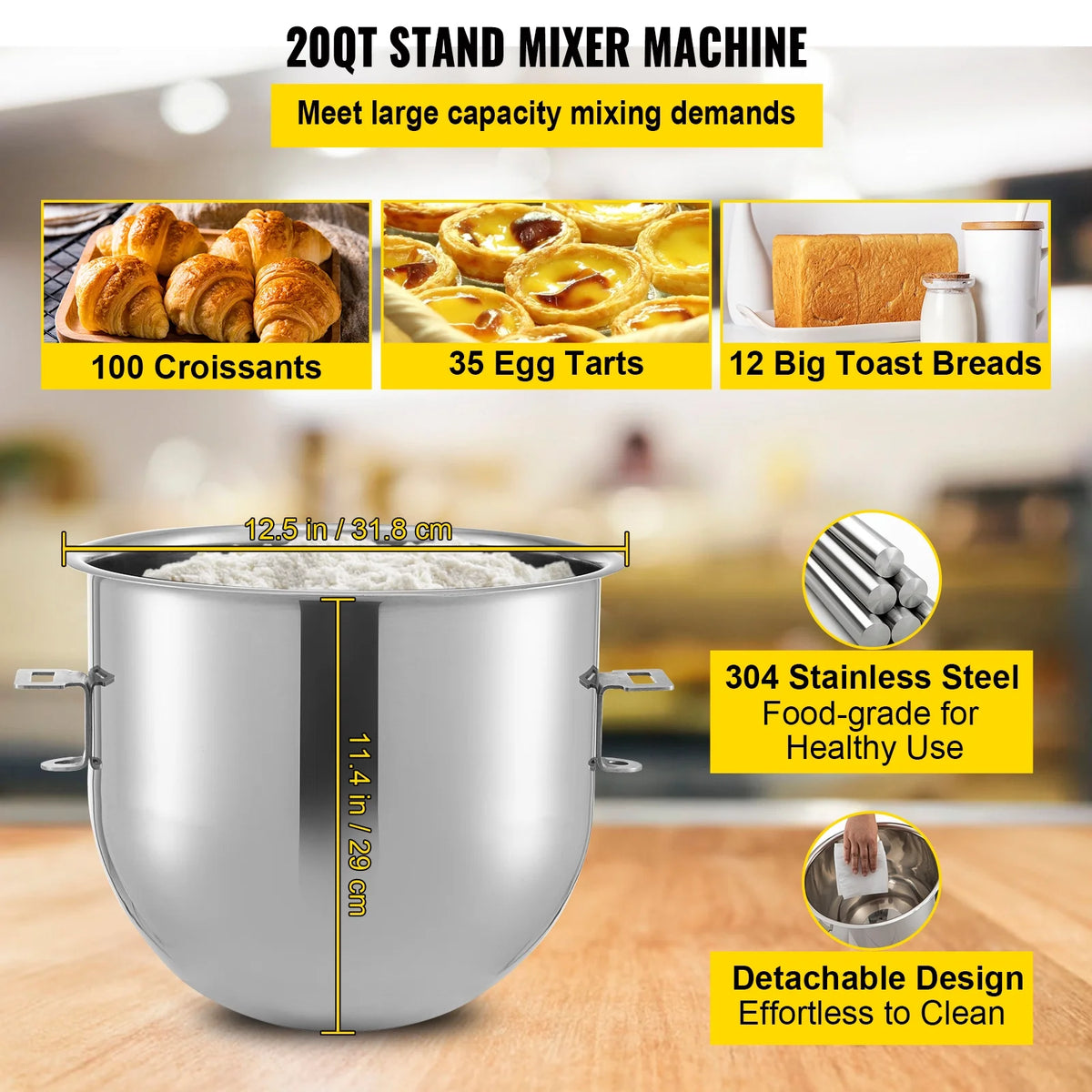 20Qt Stainless Steel Bowl 1100W Electric Stand Mixer with Meat Grinder Q224694