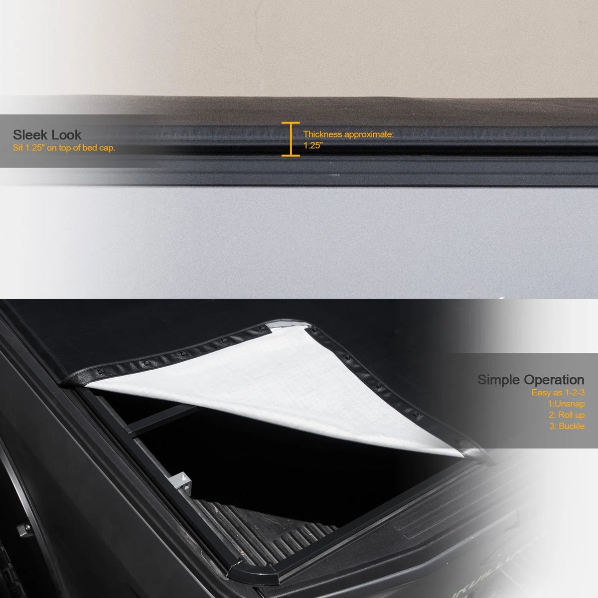 Hidden Snap Tonneau Cover with Truck Bed LED Lights V865283