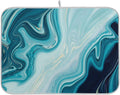 Blue Abstract Marble Dish Drying Mat, 16x18Inch Q646