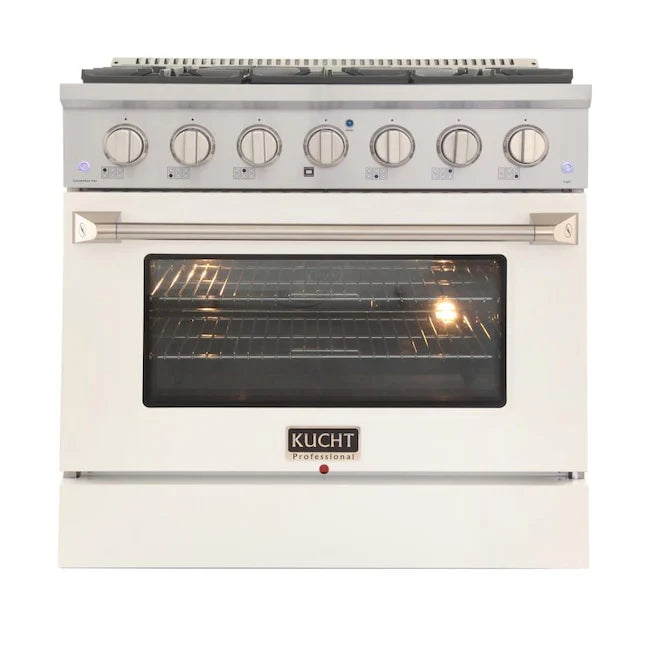 White 4 Burner Dual Fuel Range U418