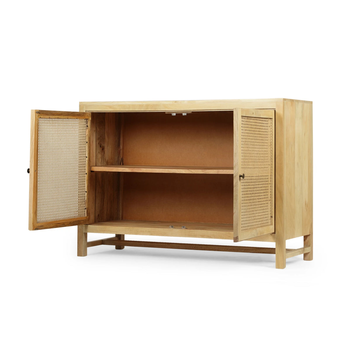 2 Door Mango Wood Cabinet with Wicker Caning N6466