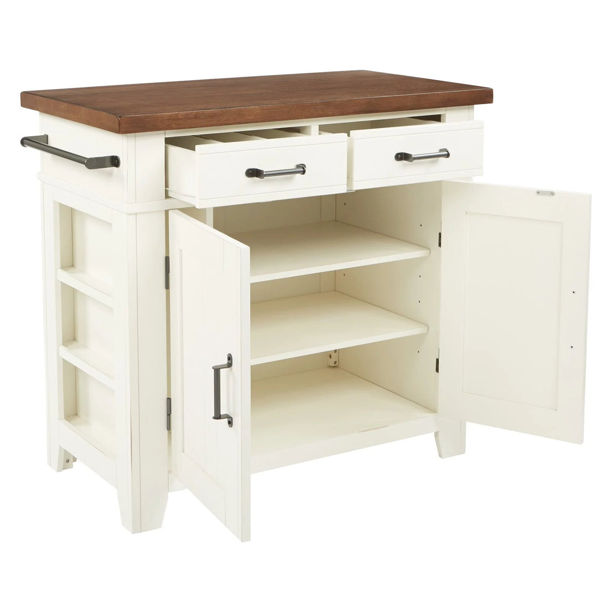 Black Kitchen Island with Vintage Oak Top G43191