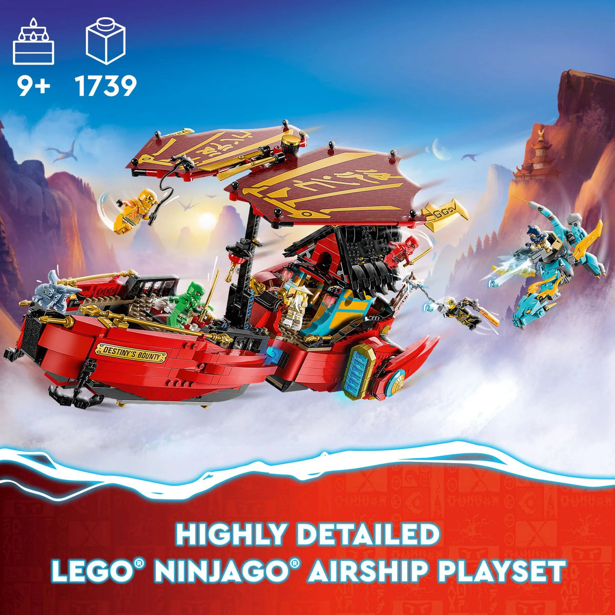 Building Toy with Ninja Airship, 2 Dragons and 6 Minifigures H221