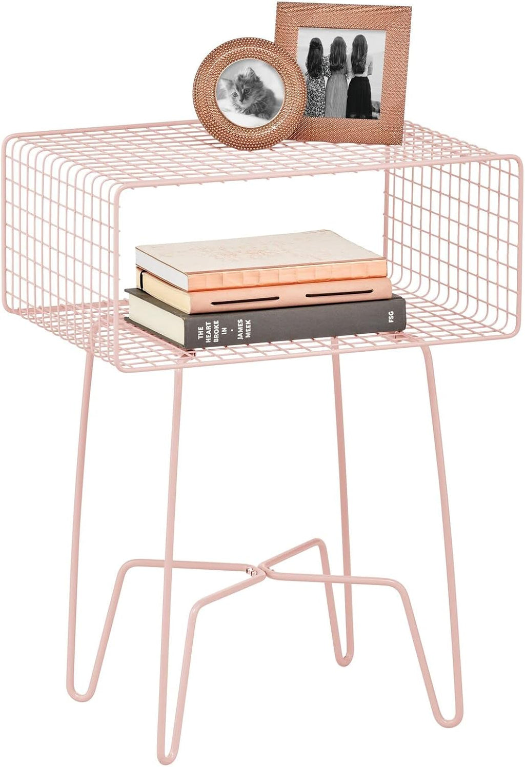 Industrial Side Table with Storage Shelf A8170
