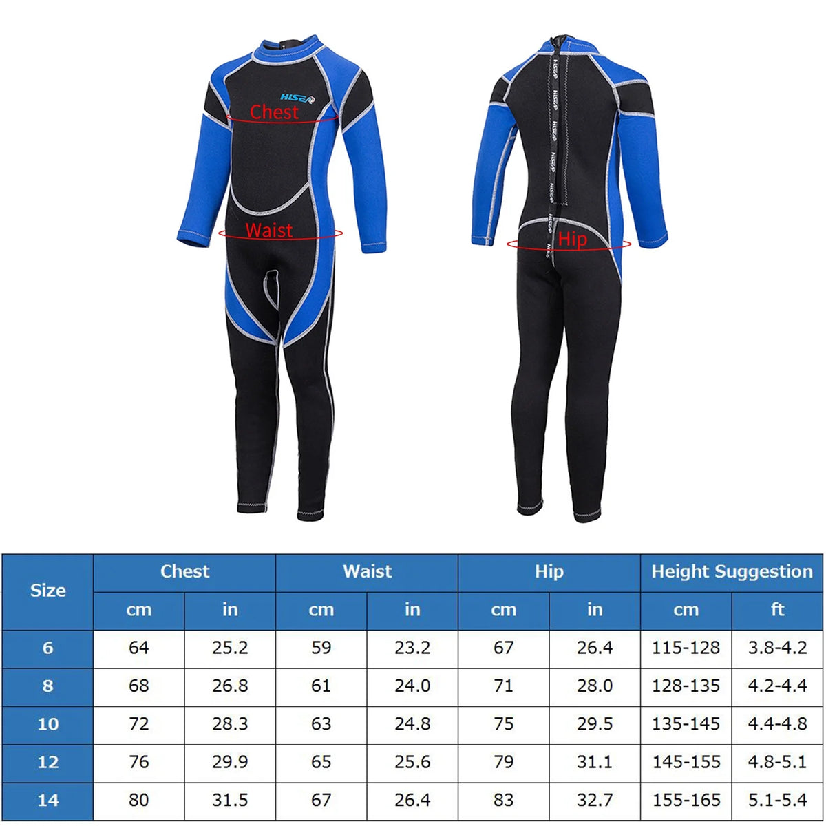 Zippered Long Sleeve One Piece Children Surf Suit Y44631