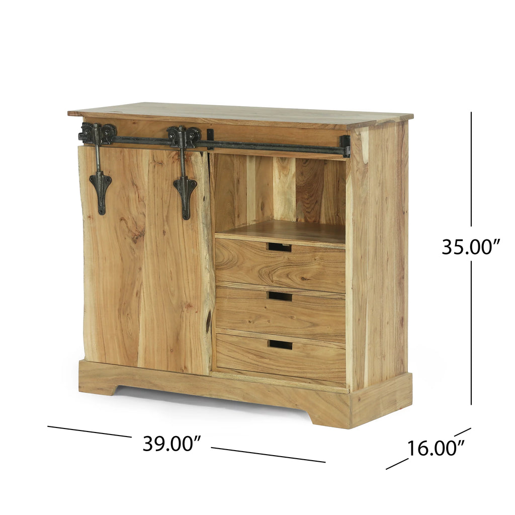 Acacia Wood Live Edge Sideboard with Sliding Door W135525