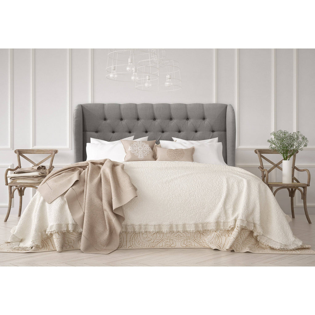 Gray Linen Tufted Wingback Headboard P659709