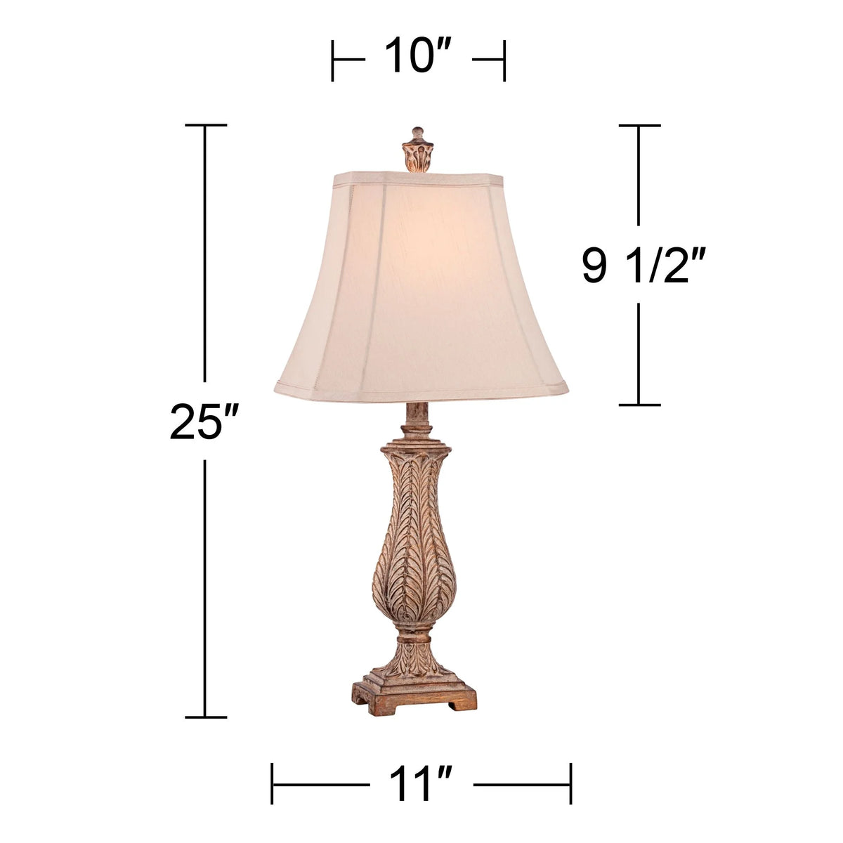 Antique Gold Table Lamp with Off White Rectangular Shade R4972