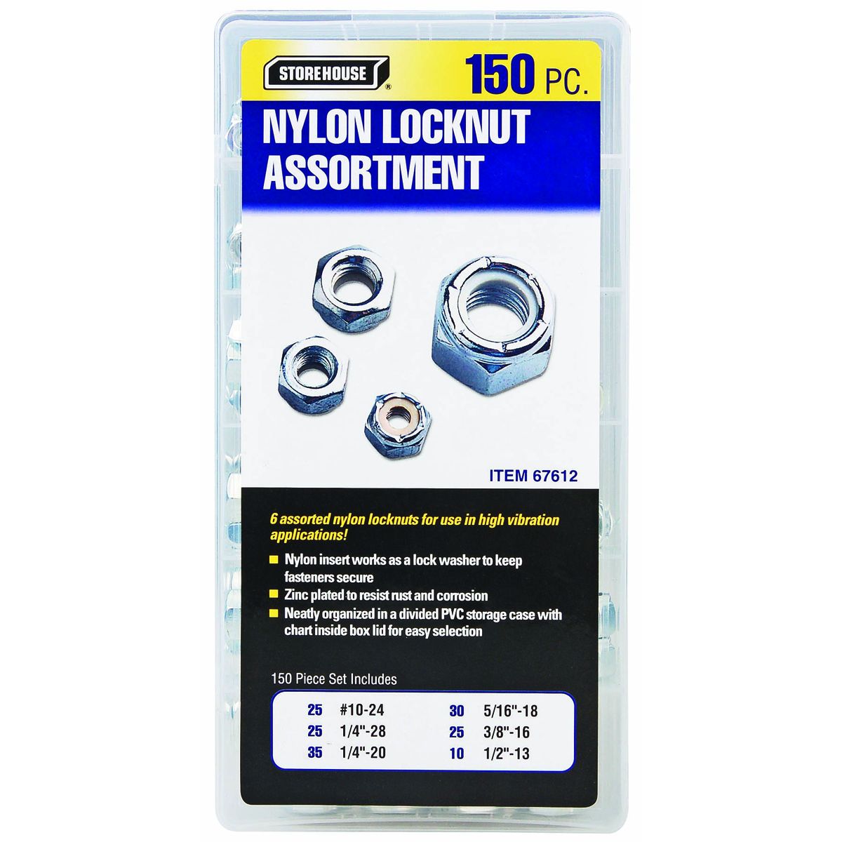 Nylon Locknut Set, 150 Piece T927