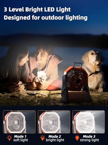 Portable Rechargeable Camping Fan with LED Lantern Q2579