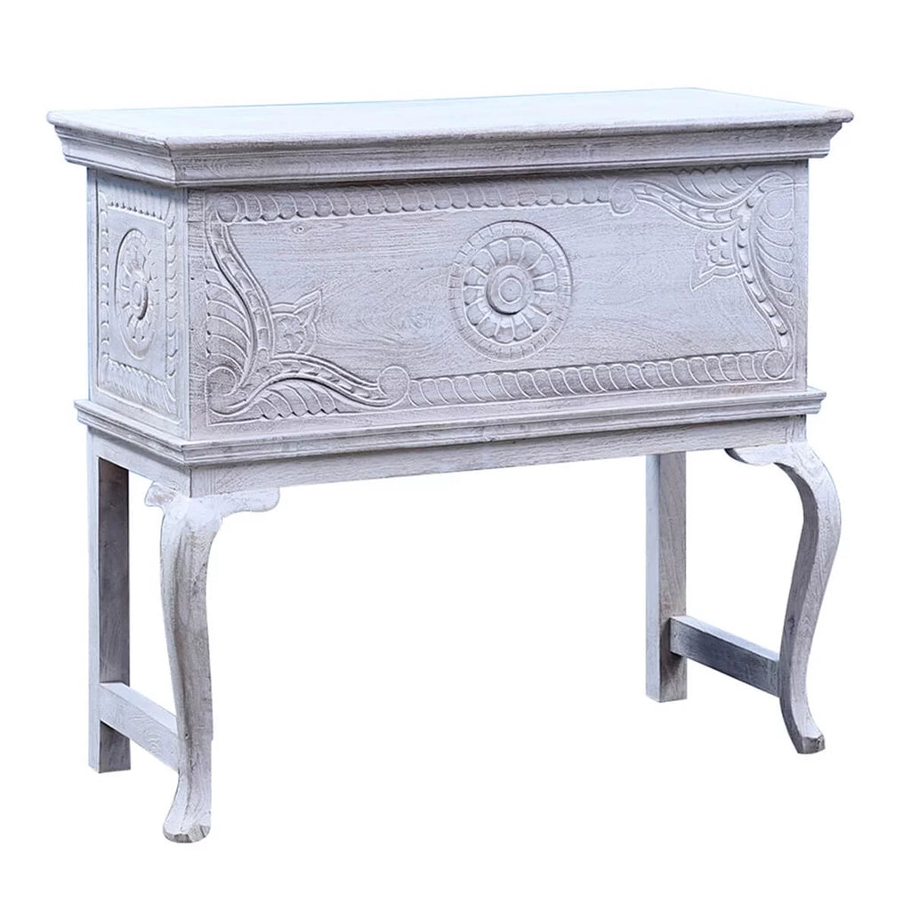 Reclaimed Wood Hand Carved Console Table U199