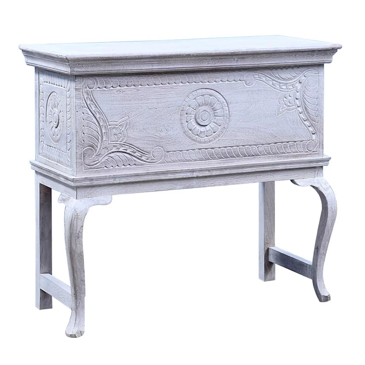 Reclaimed Wood Hand Carved Console Table U199